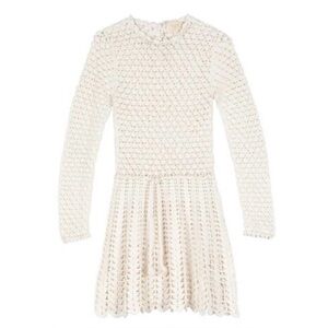 ISO Doen Heirloom Beatriz Crochet Knit Mini Dress in Pearl White